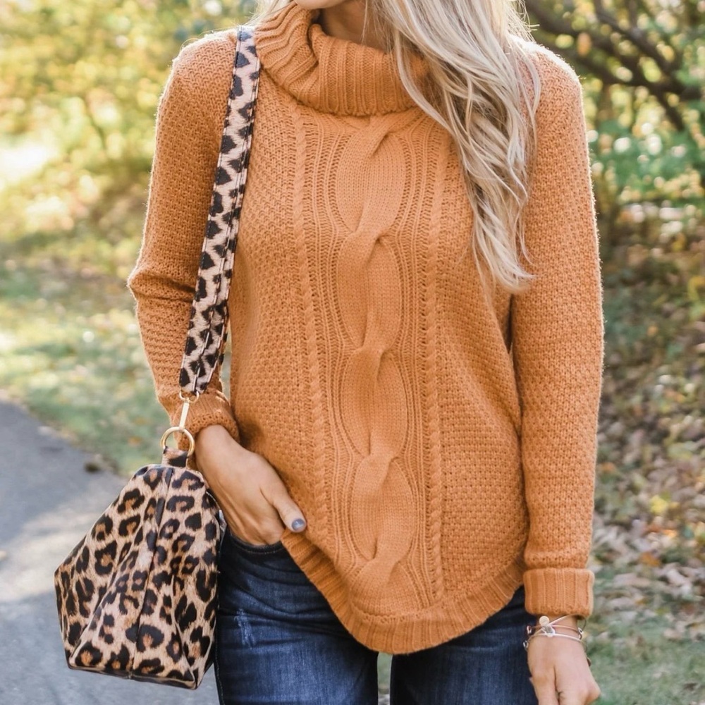 Staccato Cowl Neck Sweater - Orange